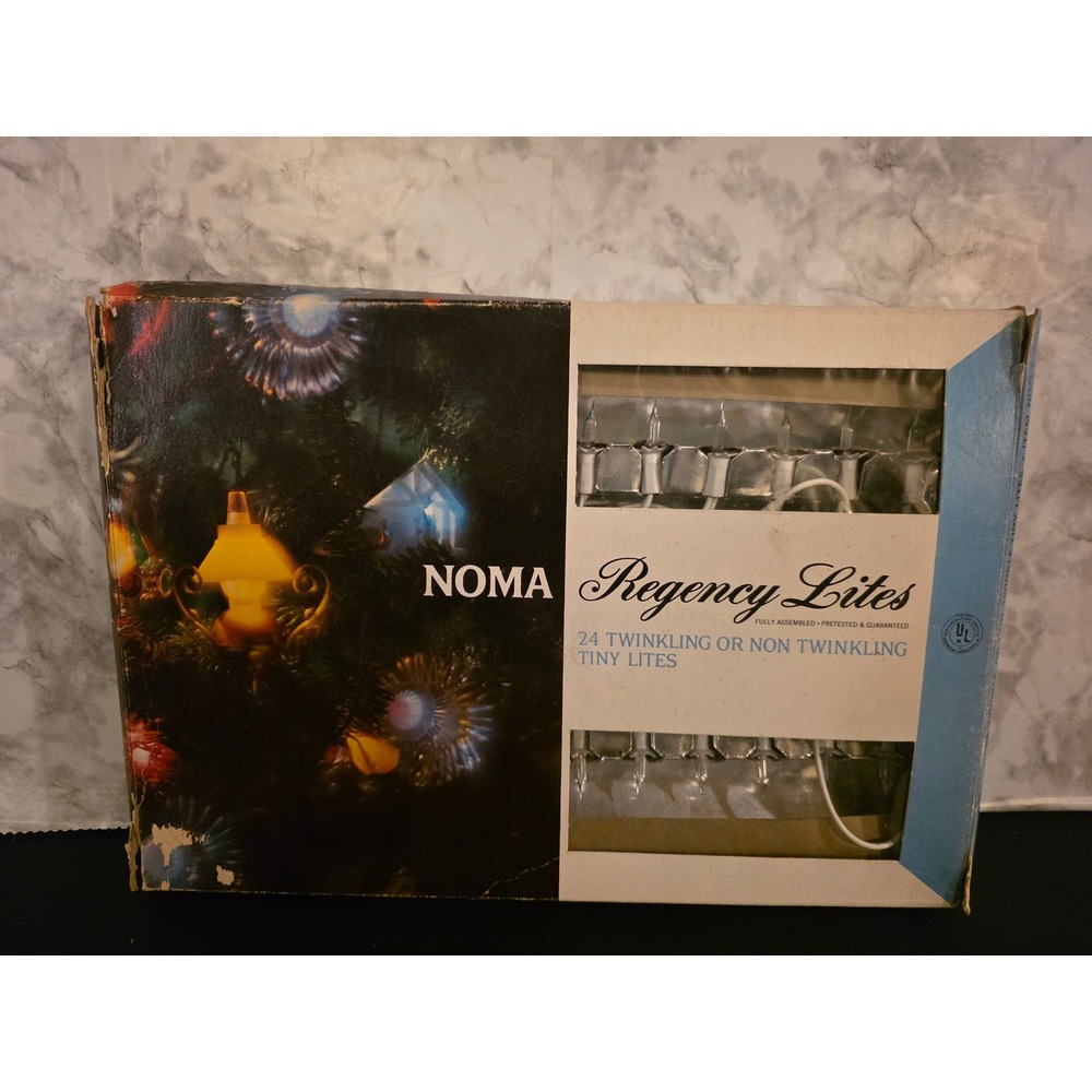Vintage Noma Regency Lites 24 Twinkling Tiny Christmas Lights White Cord Box